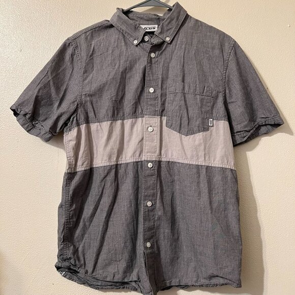 Vans button down shirt men's gray S gray with light gray with pocket ,(SALE) - Picture 2 of 12
